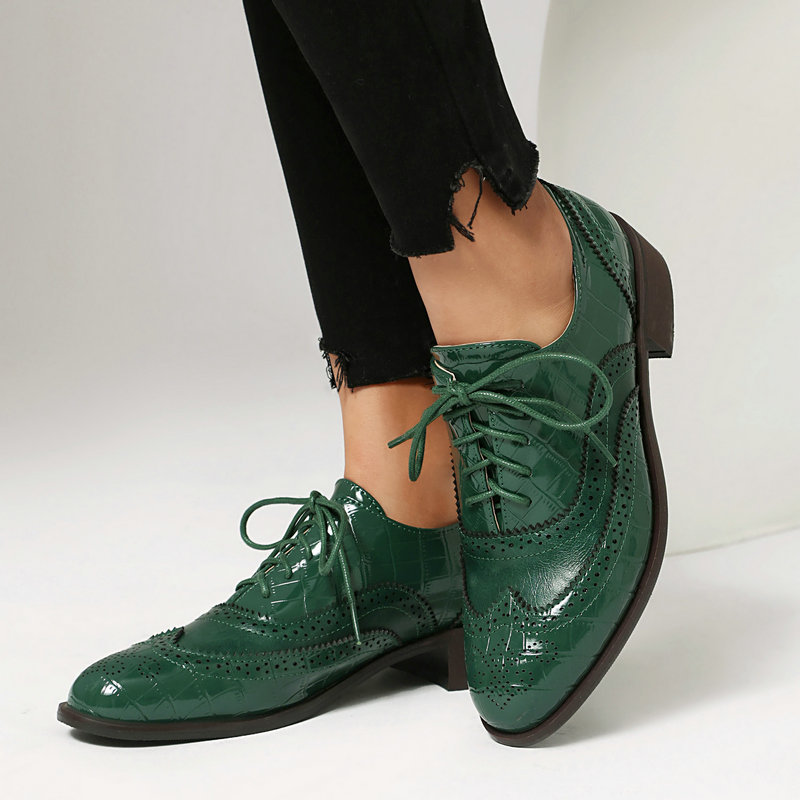 Patent Leather Oxford - Zapatos Oxford Brogue con Estampado de