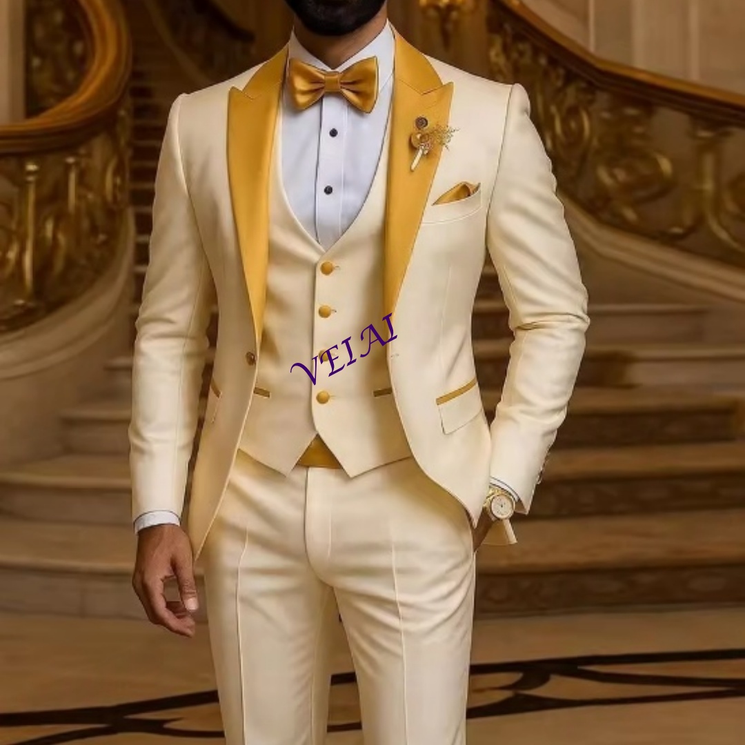 Men Formal Wear Pinterest - Traje personalizado con cuello dorado de