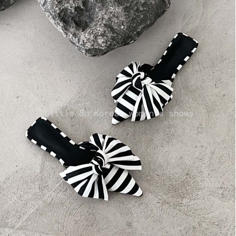Satin Bow Tie - Zapatos de Tacón Bajo con Lazo