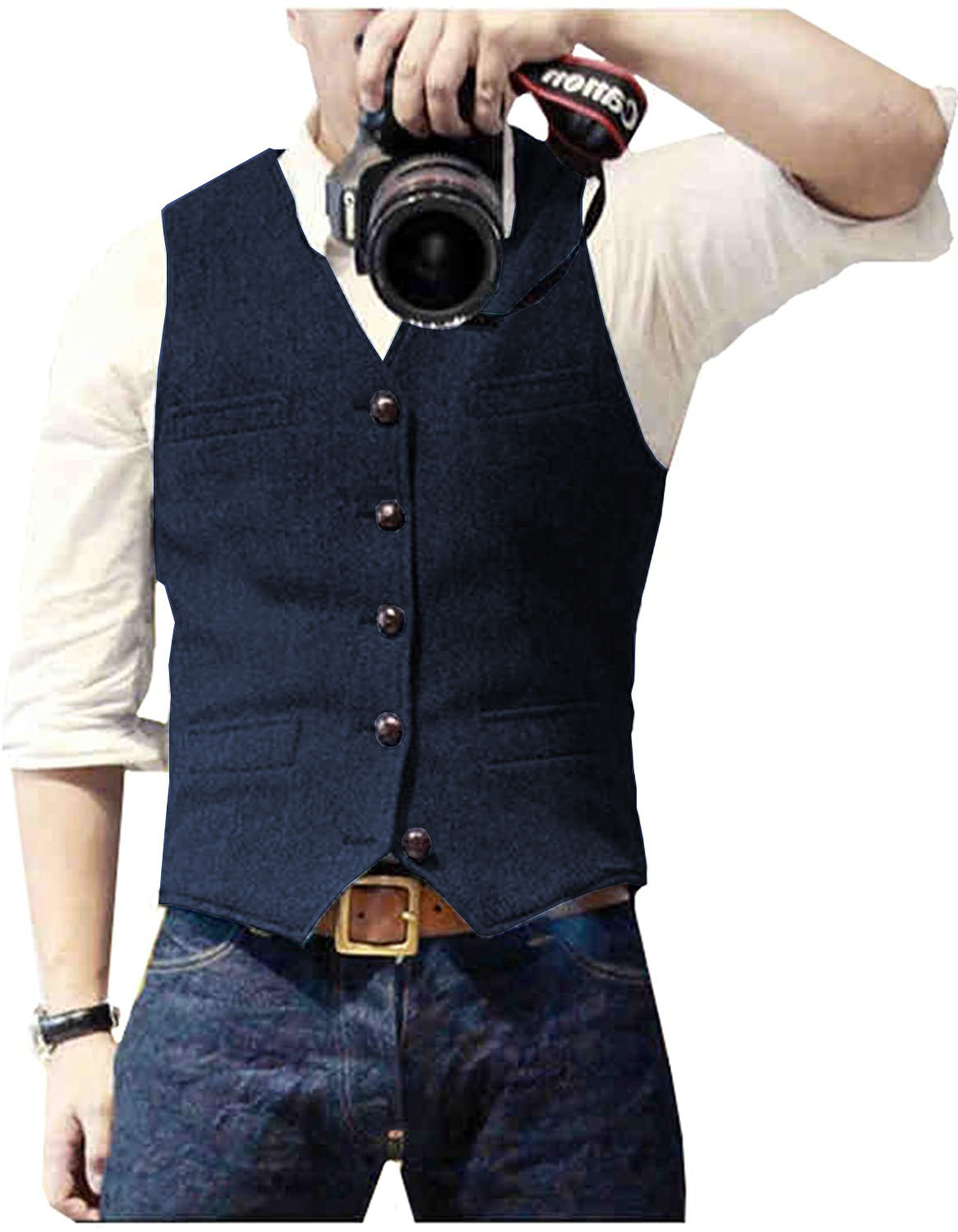 Men Formal Wear Vest - Chaleco de Traje para Hombre, Cuello