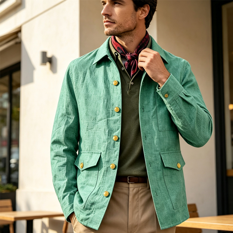 Men'S Style Formal Wear - Chaqueta de Lino Vintage para Hombre,