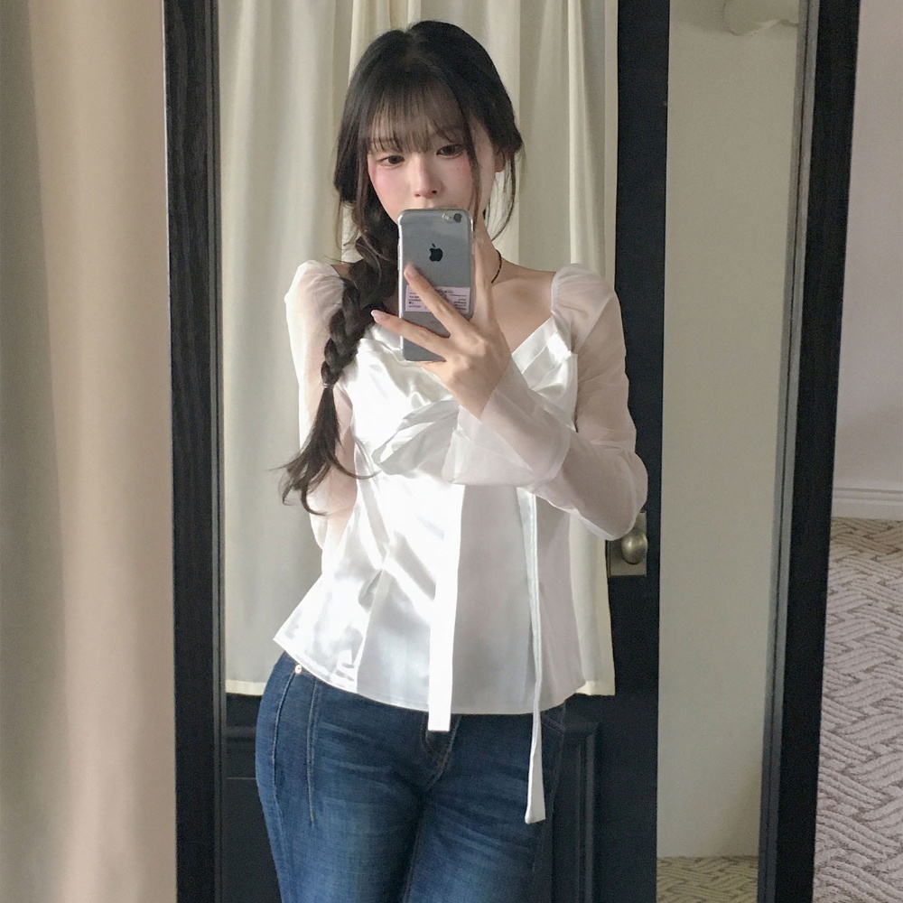 Elegante Blusa de Chifón y Sat - Satin Bow Tie reseña y precio