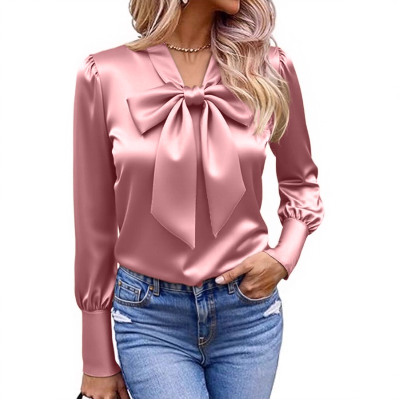 Blusa de Satén para Mujer, Col - Satin Bow Tie reseña y precio