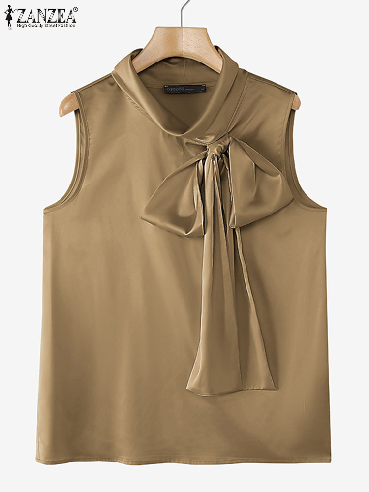 ZANZEA Blusas elegantes con pa - Satin Bow Tie reseña y precio