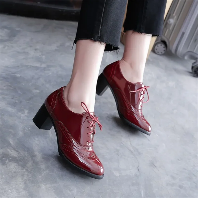 Zapatos Oxford de tacón alto d - Patent Leather Oxford reseña y precio
