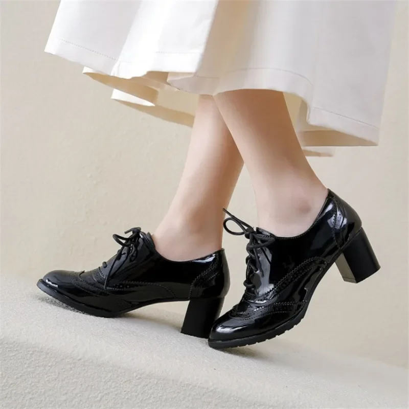 Zapatos Oxford de tacón alto d - Patent Leather Oxford reseña y precio