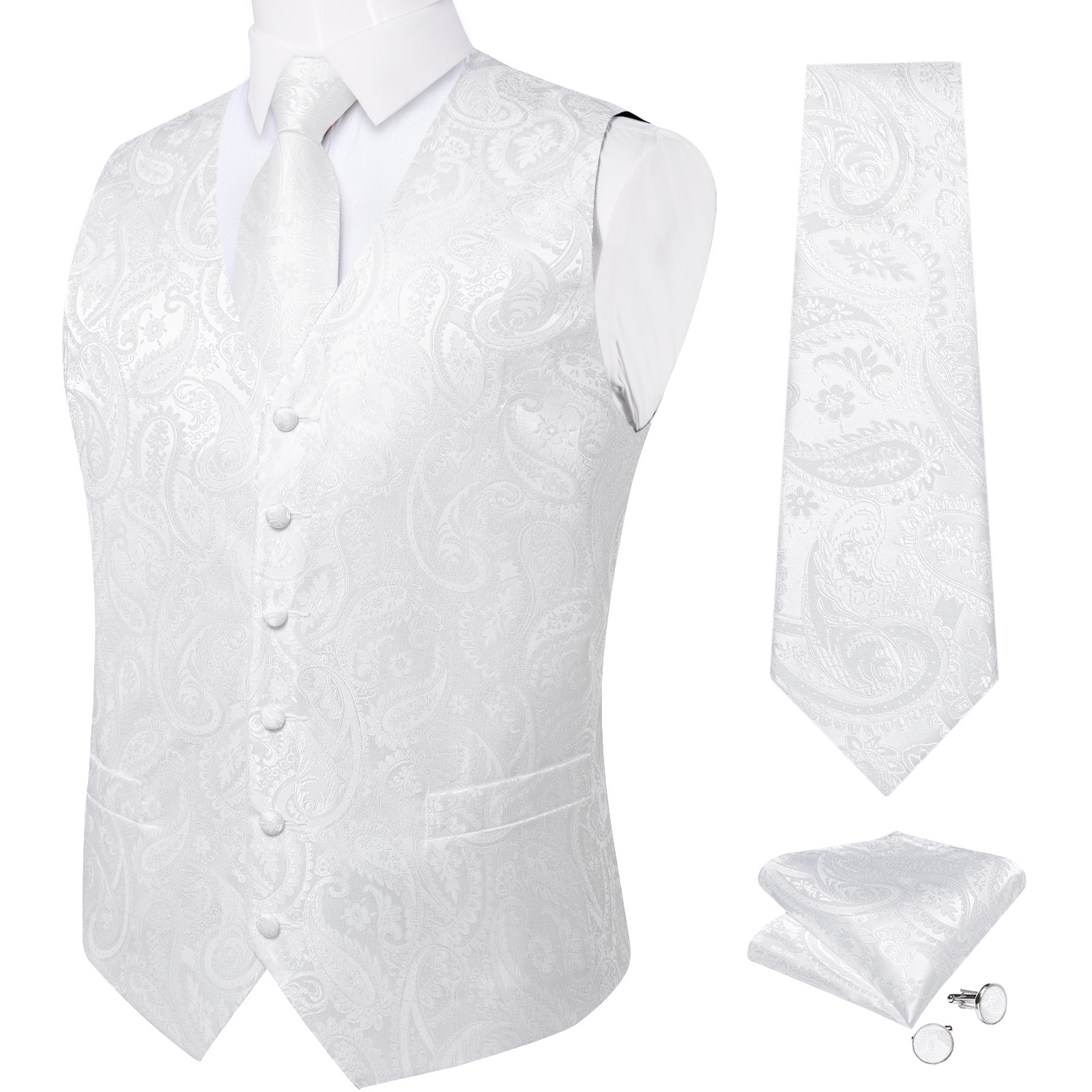 Chaleco de boda blanco puro pa - Men Formal Wear Vest reseña y precio